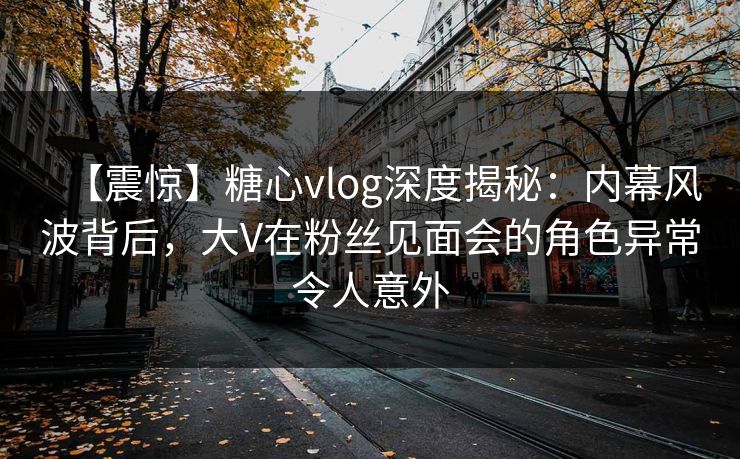 【震惊】糖心vlog深度揭秘:内幕风波背后,大V在粉丝见面会的角色异常令人意外