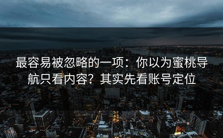 最容易被忽略的一项:你以为蜜桃导航只看内容?其实先看账号定位